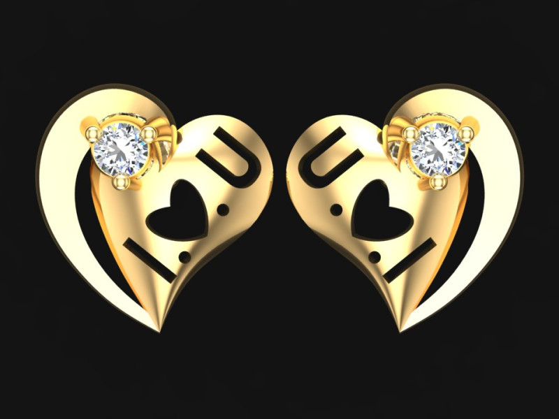 ハート イヤリング - ラブ イヤリング - レディース イヤリング - N653 3Dプリントモデル .c4d .max .obj .3ds .fbx .stl .blend 