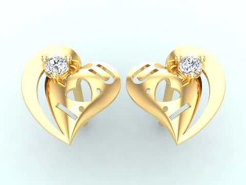 Heart earrings - Love earrings - Womens earrings - N653 3D Print Model