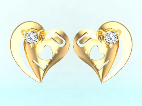 Heart earrings - Love earrings - Womens earrings - N653 3D Print Model