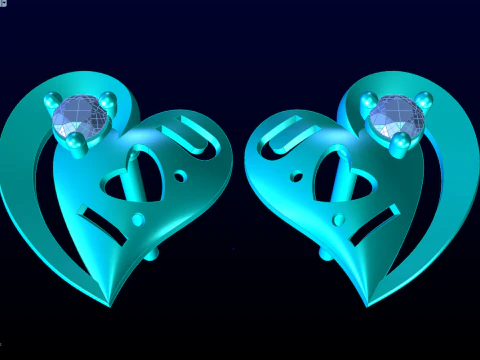 Heart earrings - Love earrings - Womens earrings - N653 3D Print Model
