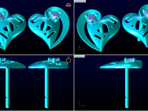Heart earrings - Love earrings - Womens earrings - N653 3D Print Model