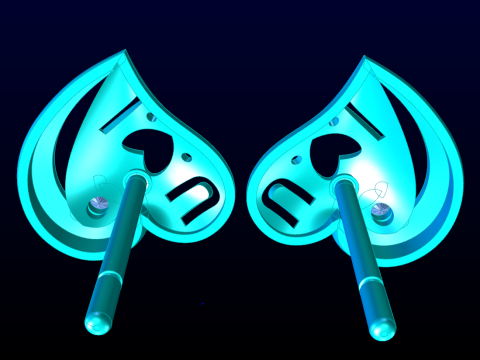 ハート イヤリング - ラブ イヤリング - レディース イヤリング - N653 3Dプリントモデル