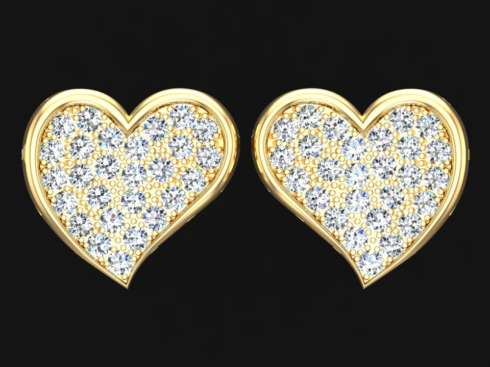 Heart earrings - Diamond earrings - Womens earrings - N706 3D Print Model .c4d .max .obj .3ds .fbx .stl .blend 