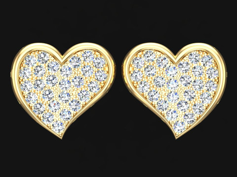 Boucles d'oreilles coeur - Boucles d'oreilles diamant - Boucles d'oreilles femme - N706 Modèles 3D en vedette