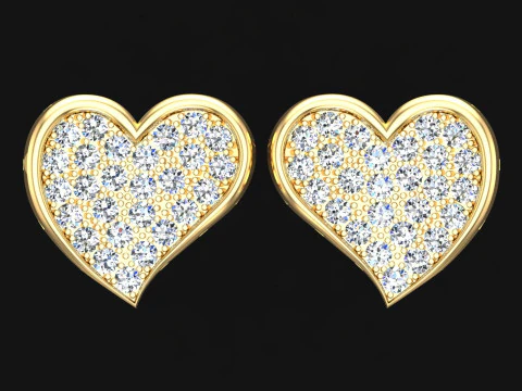 Brincos de cora&ccedil;&atilde;o - Brincos de diamante - Brincos femininos - N706 Modelo de Impressão 3D