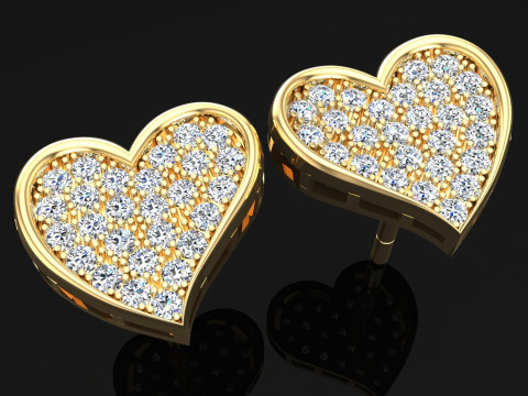 Heart earrings - Diamond earrings - Womens earrings - N706 3D Print Model