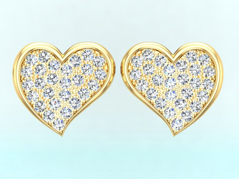 Heart earrings - Diamond earrings - Womens earrings - N706 3D Print Model