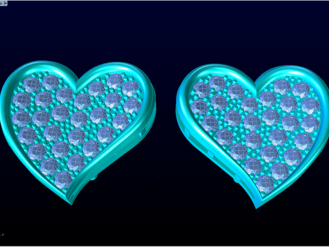 Heart earrings - Diamond earrings - Womens earrings - N706 3D Print Model