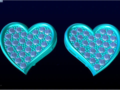 Heart earrings - Diamond earrings - Womens earrings - N706 3D Print Model