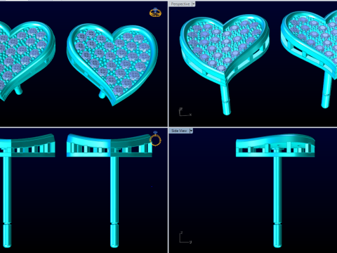 Heart earrings - Diamond earrings - Womens earrings - N706 3D Print Model