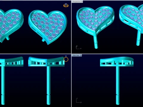 Heart earrings - Diamond earrings - Womens earrings - N706 3D Print Model
