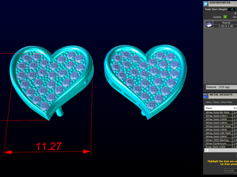 Heart earrings - Diamond earrings - Womens earrings - N706 3D Print Model