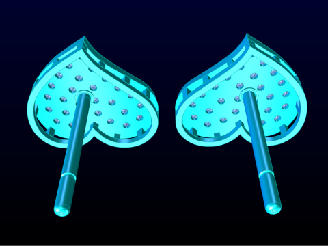 Heart earrings - Diamond earrings - Womens earrings - N706 3D Print Model