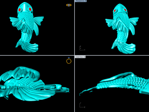 Carpe pour bijoux - Carpe pour la bague - Carpe pour pendentif - N1014 Modèles 3D en vedette