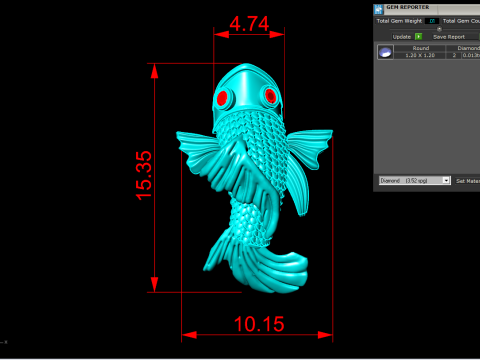 Carpe pour bijoux - Carpe pour la bague - Carpe pour pendentif - N1014 Modèles 3D en vedette