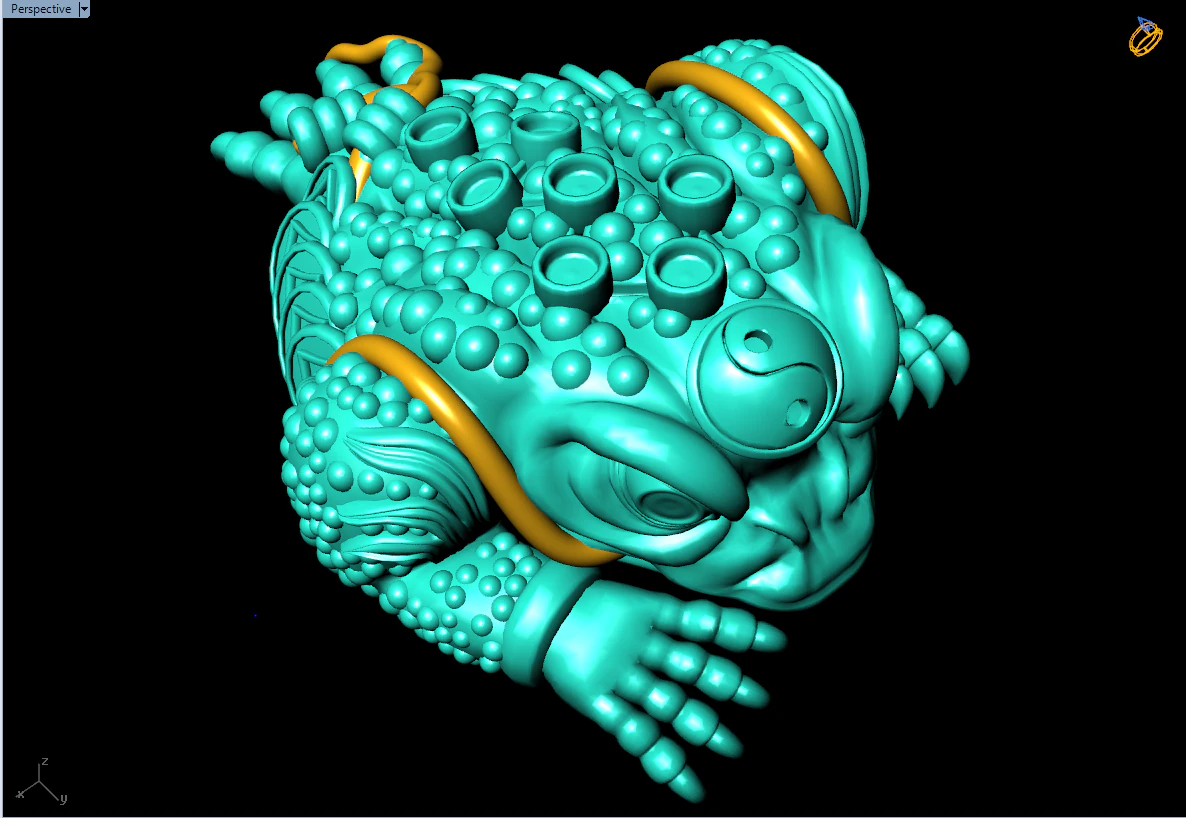 Toads for jewelry - Jin Chan for ring - Three legged toad pendant - N904 3D Print Model .c4d .max .obj .3ds .fbx .stl .blend