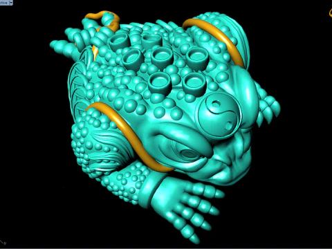 Sapos para joias - Jin Chan para anel - Pingente de sapo de três patas - N904 Modelo de Impressão 3D