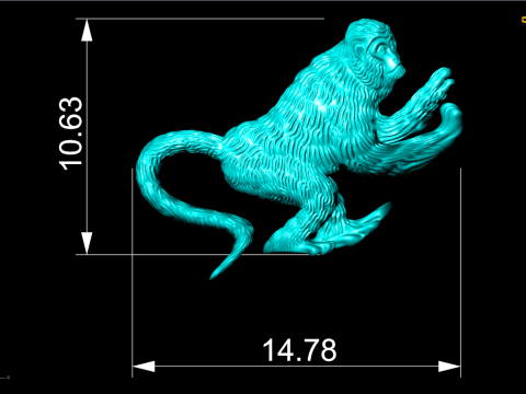 Affe für Schmuck - Affe für Ring - Affe für Anhänger - N6156 3D Druckmodell