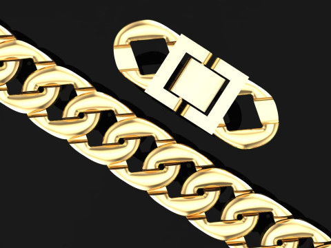 Gelang Kuba - Gelang rantai - Miami Cuban link - N937 Model Cetak 3D