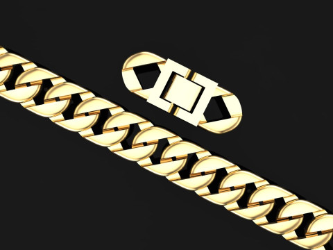 キューバ ブレスレット - チェーン ブレスレット - マイアミ キューバ リンク ブレスレット - N918 3Dプリントモデル