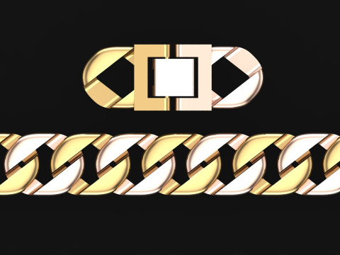 キューバ ブレスレット - チェーン ブレスレット - マイアミ キューバ リンク ブレスレット - N918 3Dプリントモデル