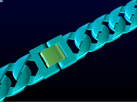 キューバ ブレスレット - チェーン ブレスレット - マイアミ キューバ リンク ブレスレット - N918 3Dプリントモデル
