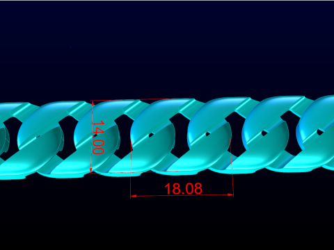 キューバ ブレスレット - チェーン ブレスレット - マイアミ キューバ リンク ブレスレット - N918 3Dプリントモデル