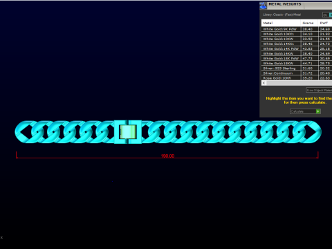 キューバ ブレスレット - チェーン ブレスレット - マイアミ キューバ リンク ブレスレット - N918 3Dプリントモデル