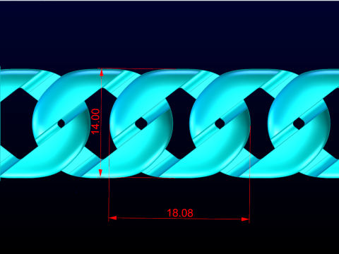 キューバ ブレスレット - チェーン ブレスレット - マイアミ キューバ リンク ブレスレット - N918 3Dプリントモデル