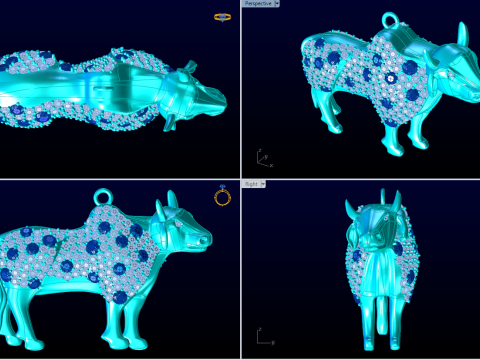 Ciondolo mucca - Ciondolo bufalo - Ciondolo toro - Ciondolo Gaur - N3062 Modello di stampa 3D