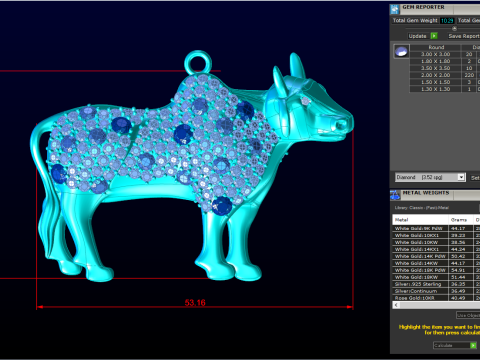 Ciondolo mucca - Ciondolo bufalo - Ciondolo toro - Ciondolo Gaur - N3062 Modello di stampa 3D