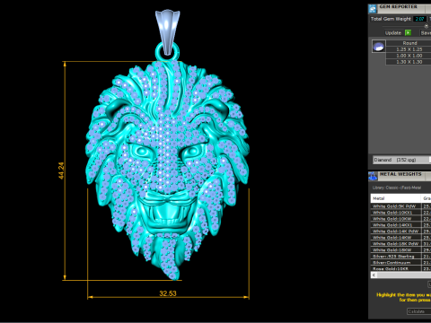 Ciondolo leone - Ciondolo leopardo - Ciondolo tigre - N6148 Modello di stampa 3D