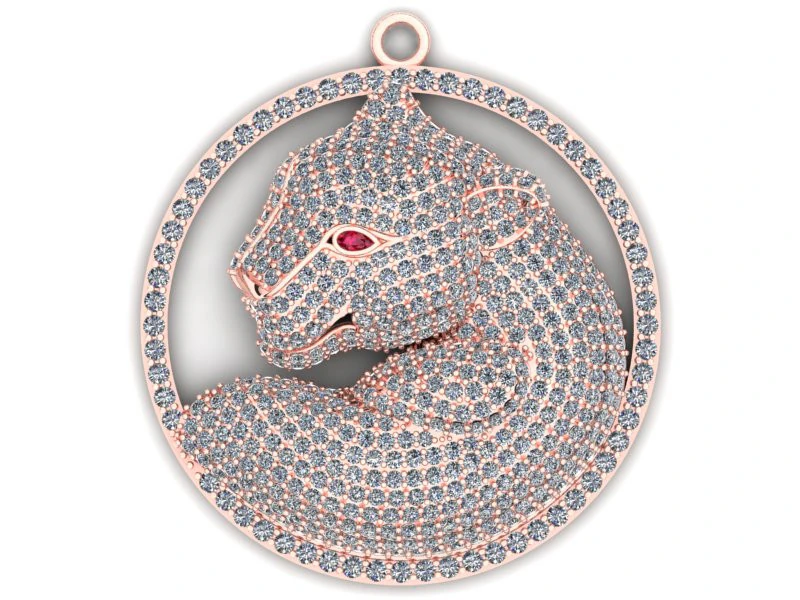 Leopard pendant - Mens diamond pendant - N6536 3D Print Model .c4d .max .obj .3ds .fbx .stl .blend 