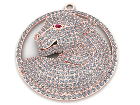 तेंदुआ पेंडेंट - पुरुषों का हीरा पेंडेंट - N6536 3D प्रिंट मॉडल