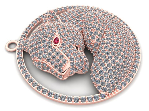 तेंदुआ पेंडेंट - पुरुषों का हीरा पेंडेंट - N6536 3D प्रिंट मॉडल