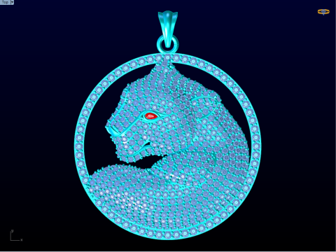 तेंदुआ पेंडेंट - पुरुषों का हीरा पेंडेंट - N6536 3D प्रिंट मॉडल