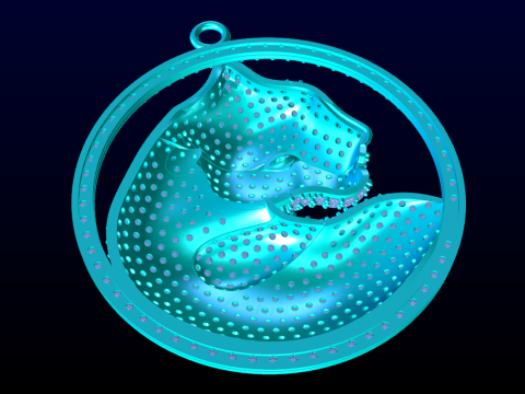 तेंदुआ पेंडेंट - पुरुषों का हीरा पेंडेंट - N6536 3D प्रिंट मॉडल