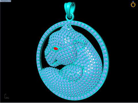 तेंदुआ पेंडेंट - पुरुषों का हीरा पेंडेंट - N6536 3D प्रिंट मॉडल