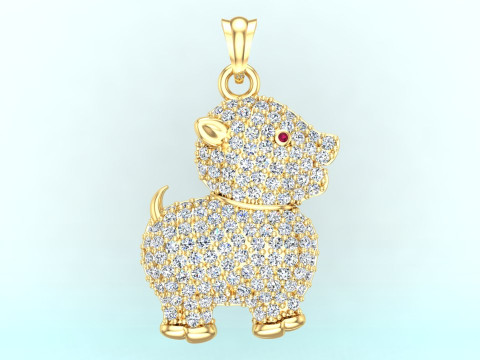 狗吊坠 - 宠物吊坠 - 小狗吊坠 - N262 3D 打印模型