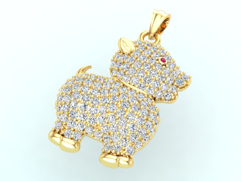 狗吊坠 - 宠物吊坠 - 小狗吊坠 - N262 3D 打印模型