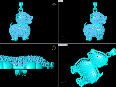 狗吊坠 - 宠物吊坠 - 小狗吊坠 - N262 3D 打印模型