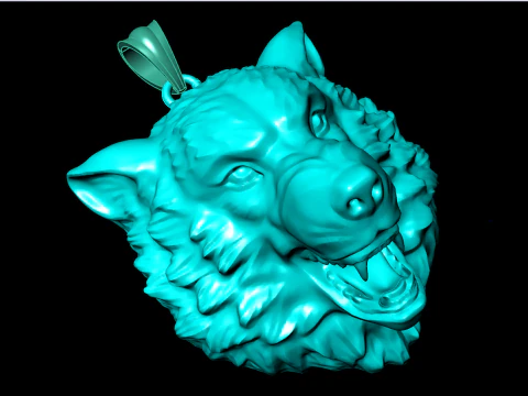 Pingente de lobo - Pingente de cachorro - Pingente masculino - N2274 Modelo de Impressão 3D