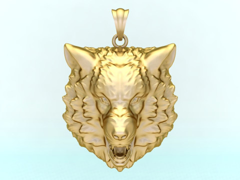 オオカミ ペンダント - 犬ペンダント - メンズ ペンダント - N2274 3Dプリントモデル