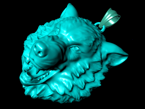 オオカミ ペンダント - 犬ペンダント - メンズ ペンダント - N2274 3Dプリントモデル