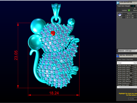 Liontin Mickey Mouse - Liontin Tikus - N792 Model Cetak 3D