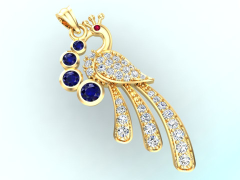 Ciondolo pavone - Ciondolo uccello - Ciondolo diamante - N1124 Modello di stampa 3D