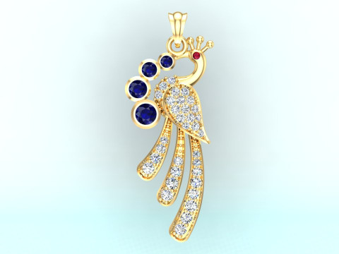 Ciondolo pavone - Ciondolo uccello - Ciondolo diamante - N1124 Modello di stampa 3D