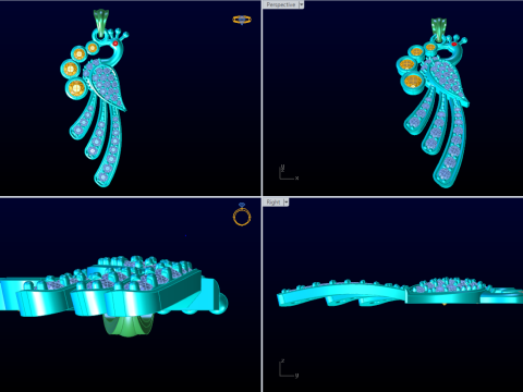 Ciondolo pavone - Ciondolo uccello - Ciondolo diamante - N1124 Modello di stampa 3D