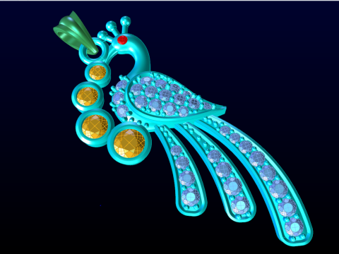 Ciondolo pavone - Ciondolo uccello - Ciondolo diamante - N1124 Modello di stampa 3D