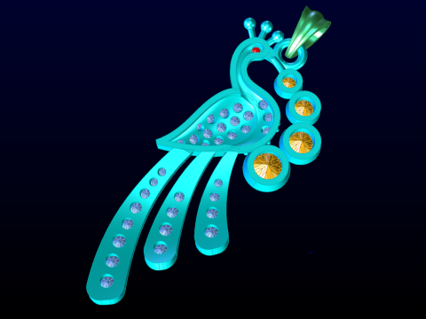 Ciondolo pavone - Ciondolo uccello - Ciondolo diamante - N1124 Modello di stampa 3D